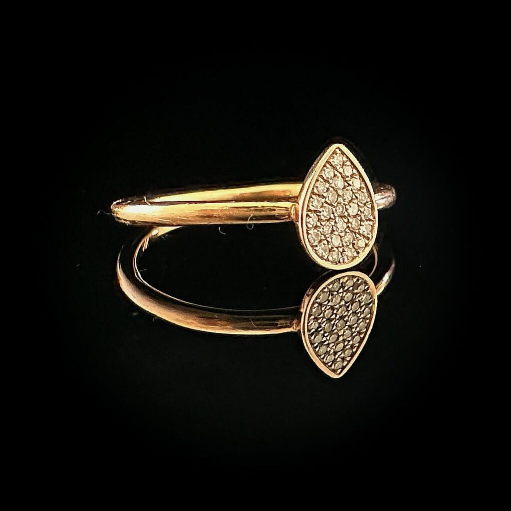 Rose gold diamond teardrop ring - Image 3