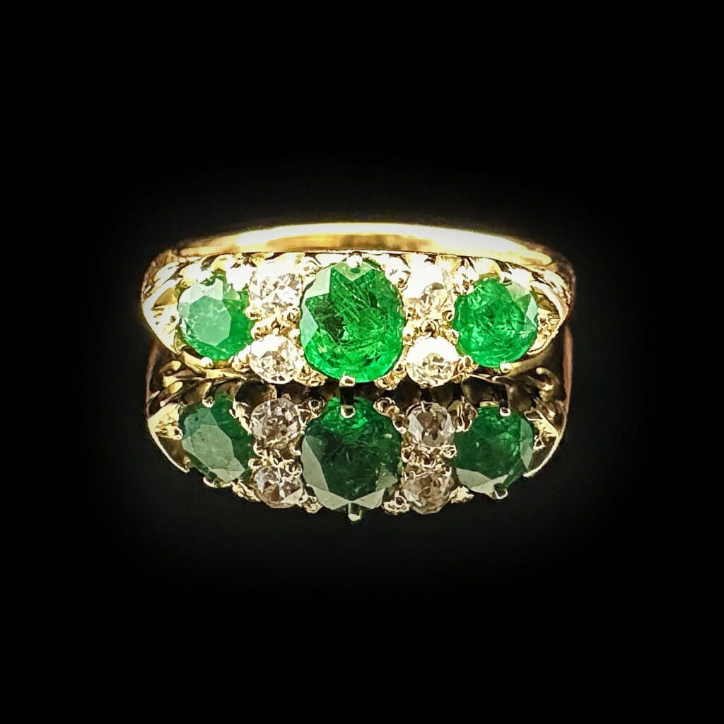 'Eunice'-Antique Edwardian emerald and diamond ring