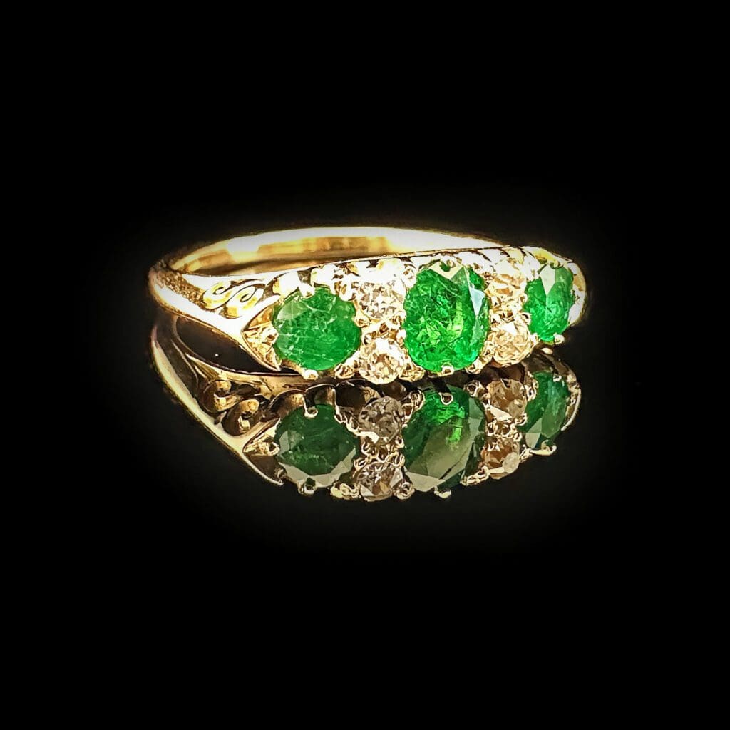 'Eunice'-Antique Edwardian emerald and diamond ring - Image 3