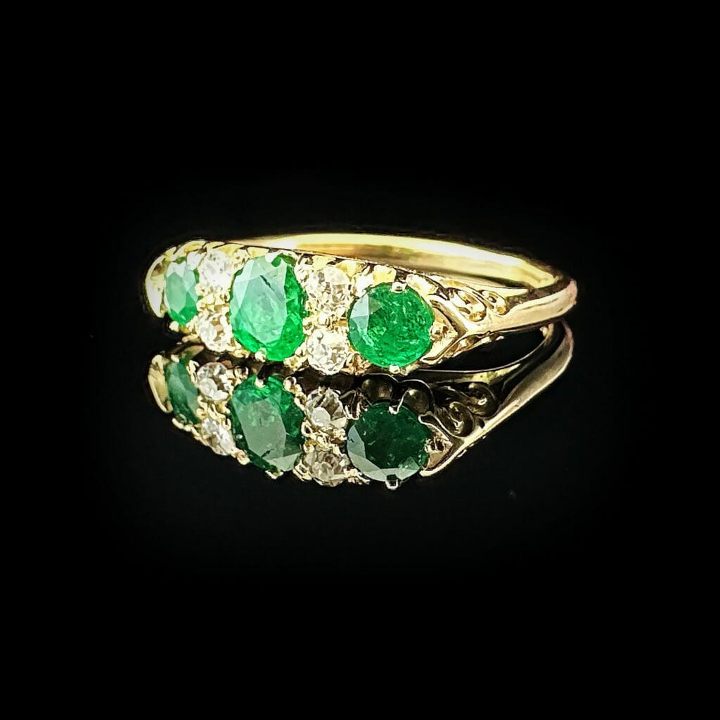 'Eunice'-Antique Edwardian emerald and diamond ring - Image 7