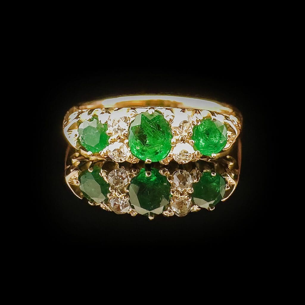 'Eunice'-Antique Edwardian emerald and diamond ring - Image 8