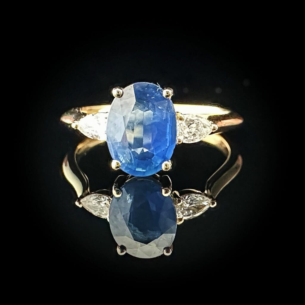 'Selina'-Oval blue sapphire and diamond ring