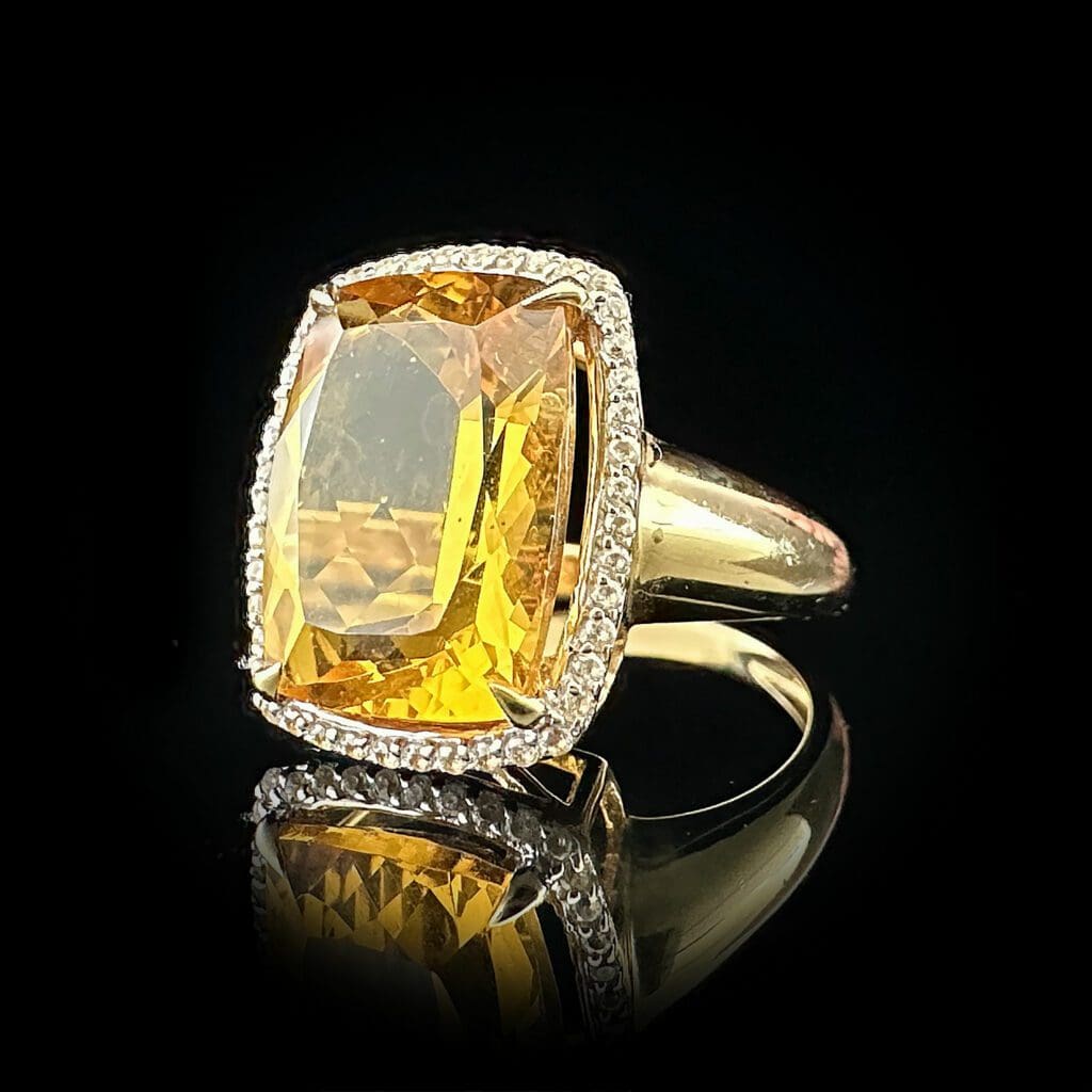 Antique cut citrine & white topaz ring - Image 7