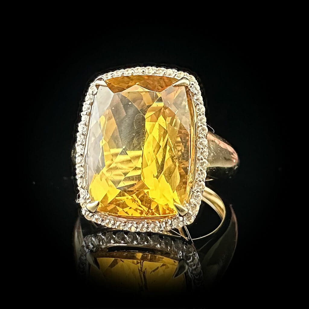 Antique cut citrine & white topaz ring - Image 8