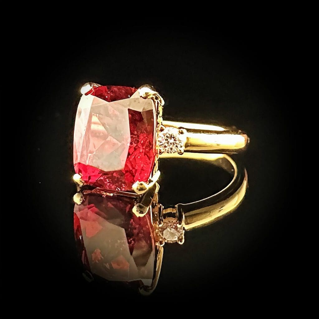 'Claudia'-Antique cut rubellite diamond ring - Image 6