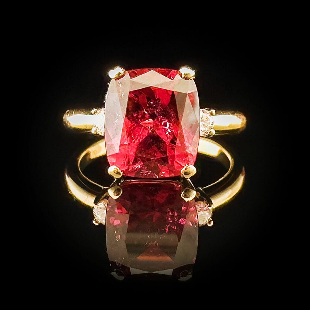 'Claudia'-Antique cut rubellite diamond ring