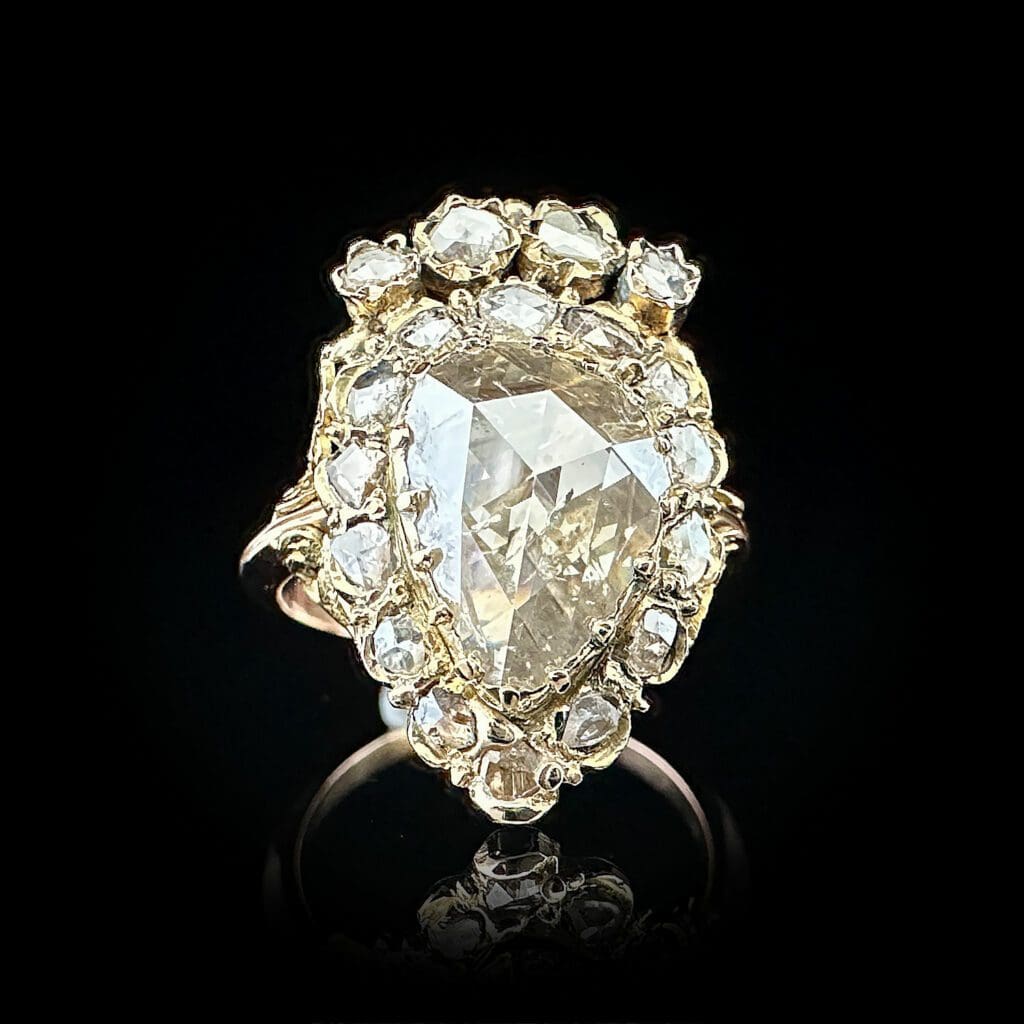 'Queen E2'-Impressive Antique Georgian rose cut diamond heart ring - Image 10