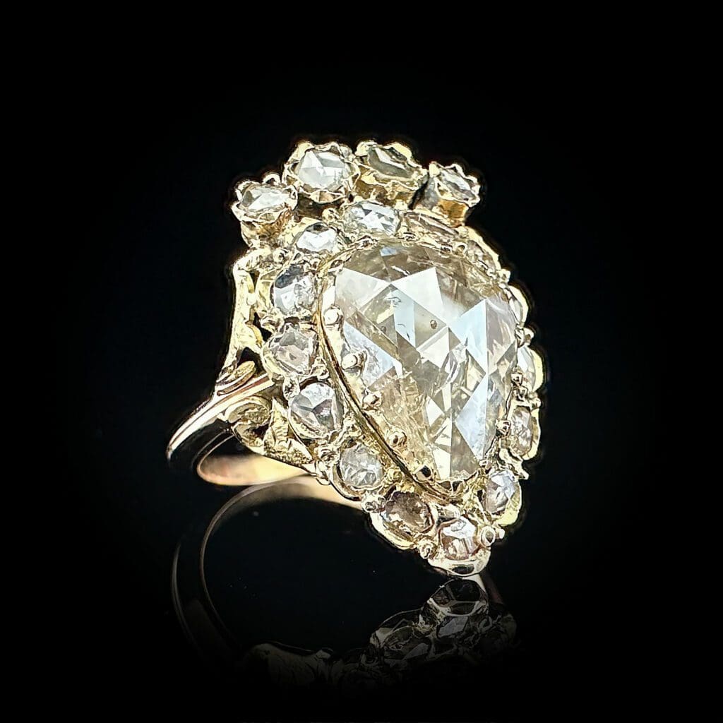 'Queen E2'-Impressive Antique Georgian rose cut diamond heart ring - Image 3