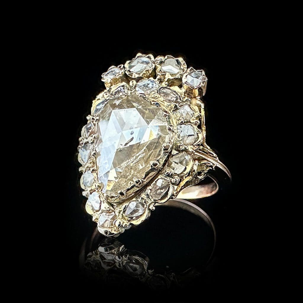 'Queen E2'-Impressive Antique Georgian rose cut diamond heart ring - Image 7