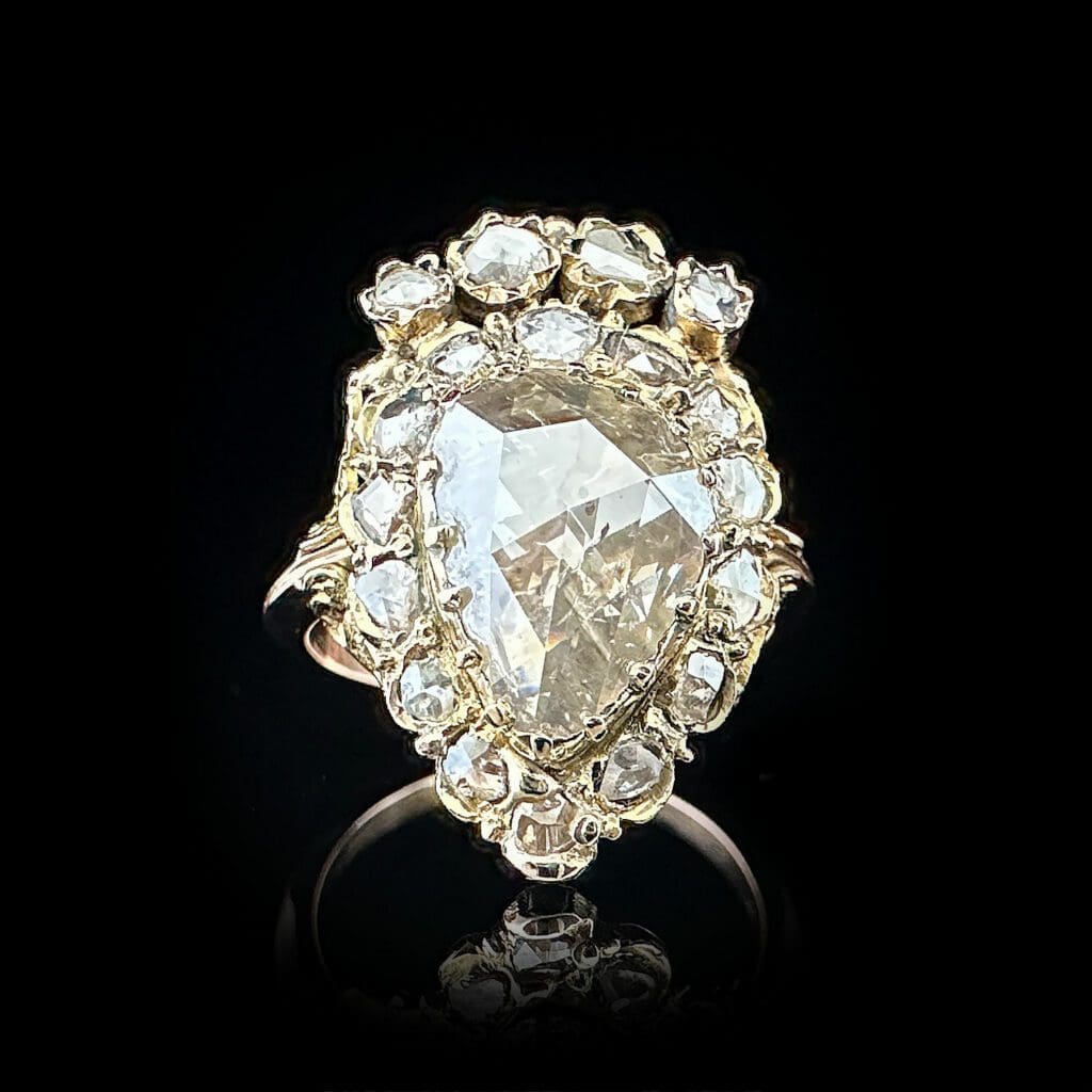 'Queen E2'-Impressive Antique Georgian rose cut diamond heart ring - Image 8