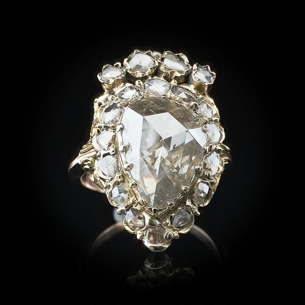 'Queen E2'-Impressive Antique Georgian rose cut diamond heart ring