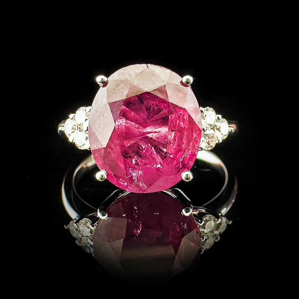 'Rapunzel'-18K white gold ruby diamond ring