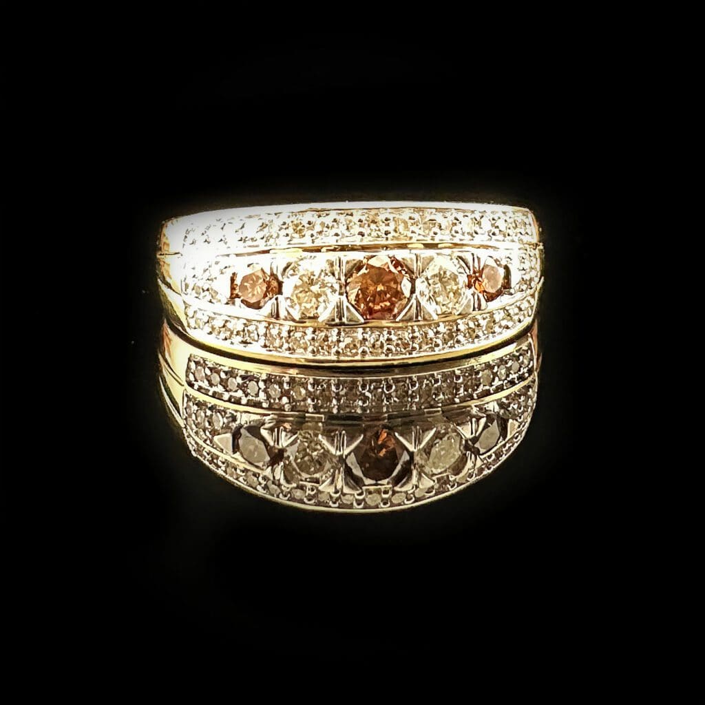 'Deidre'-White and cognac diamond panel ring - Image 8