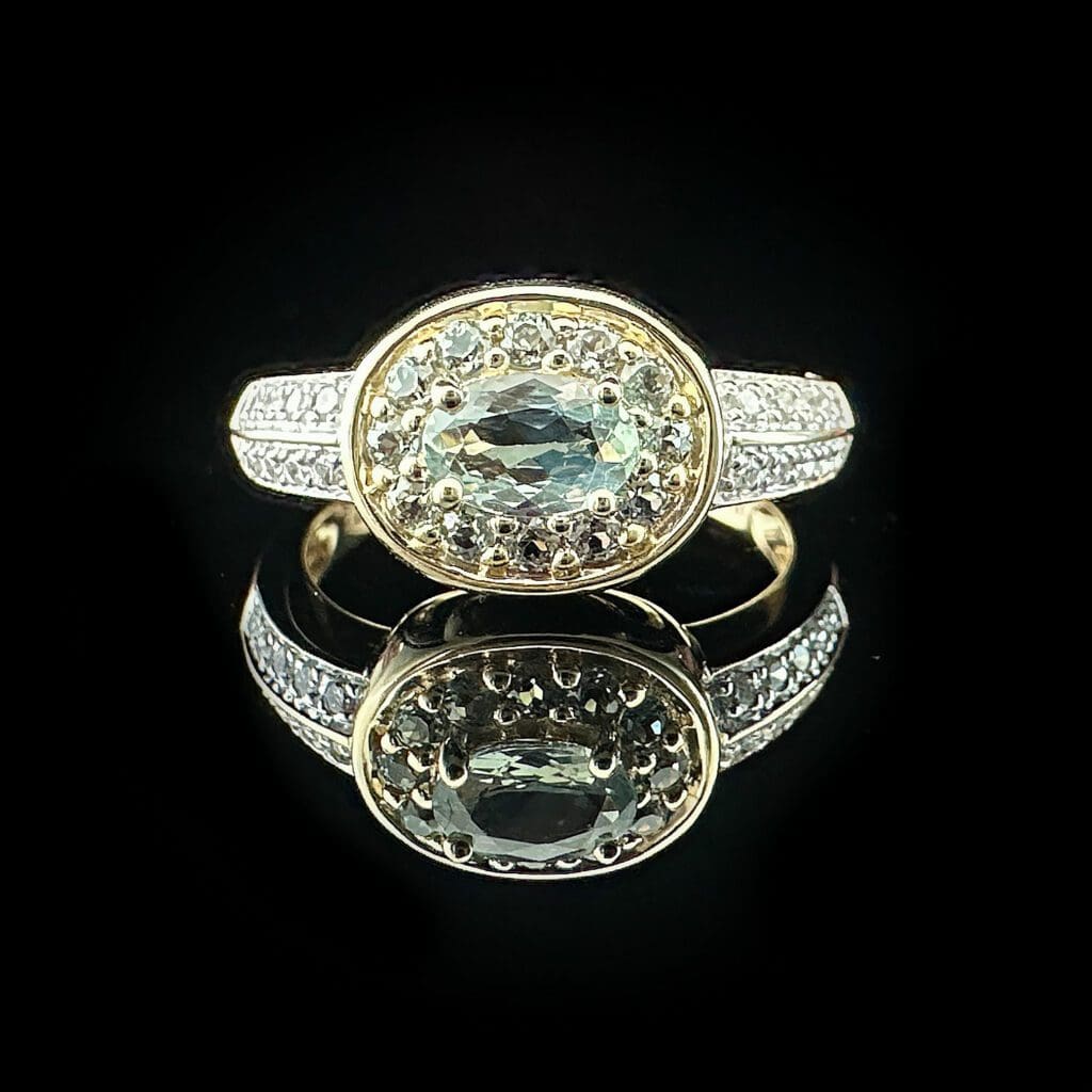 'Alexandra'-Oval alexandrite diamond cluster ring