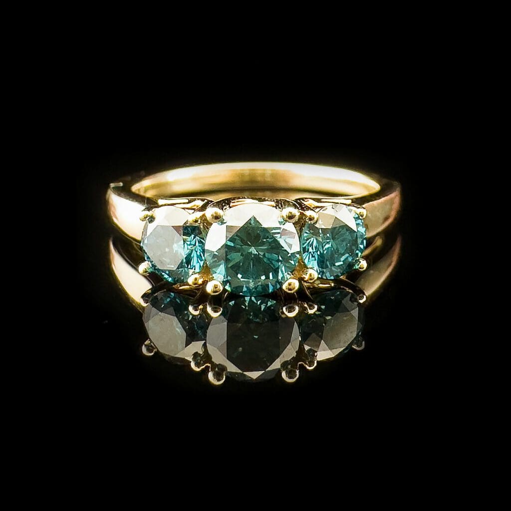 Three blue diamonds