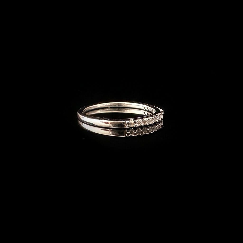 White diamond set white gold band ring - Image 4