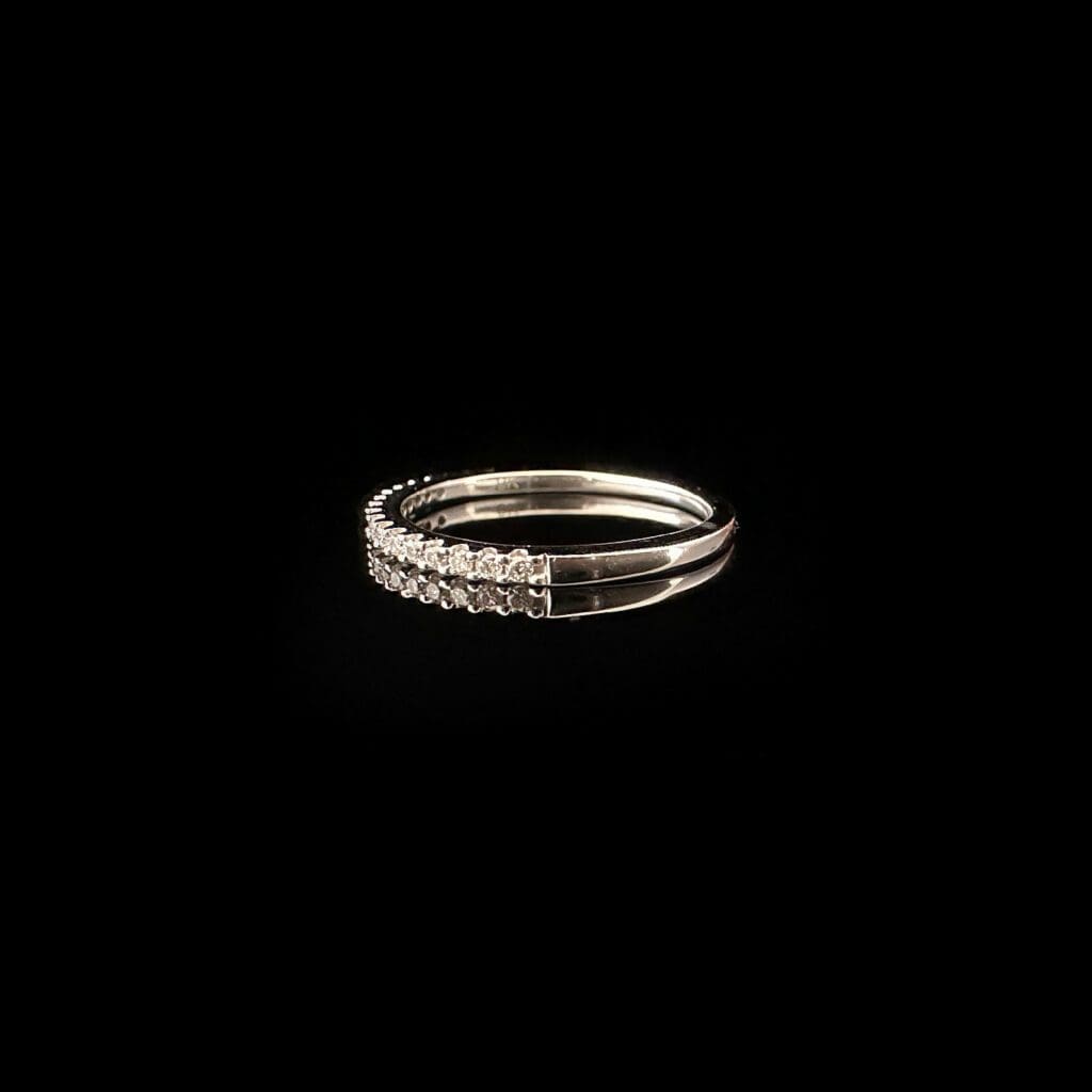 White diamond set white gold band ring - Image 6