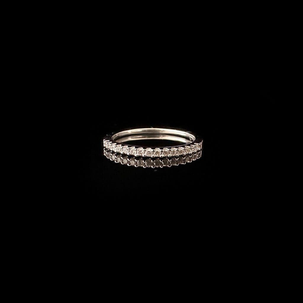 White diamond set white gold band ring - Image 7