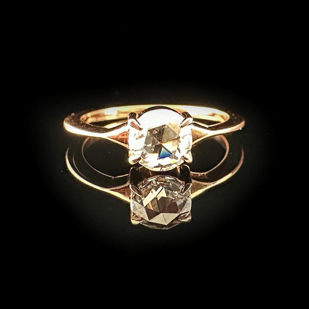 Rose cut diamond in rose gold (0.50 ct) - Image 2
