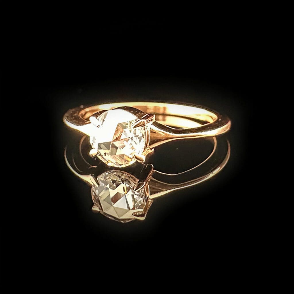 Rose cut diamond in rose gold (0.50 ct) - Image 7