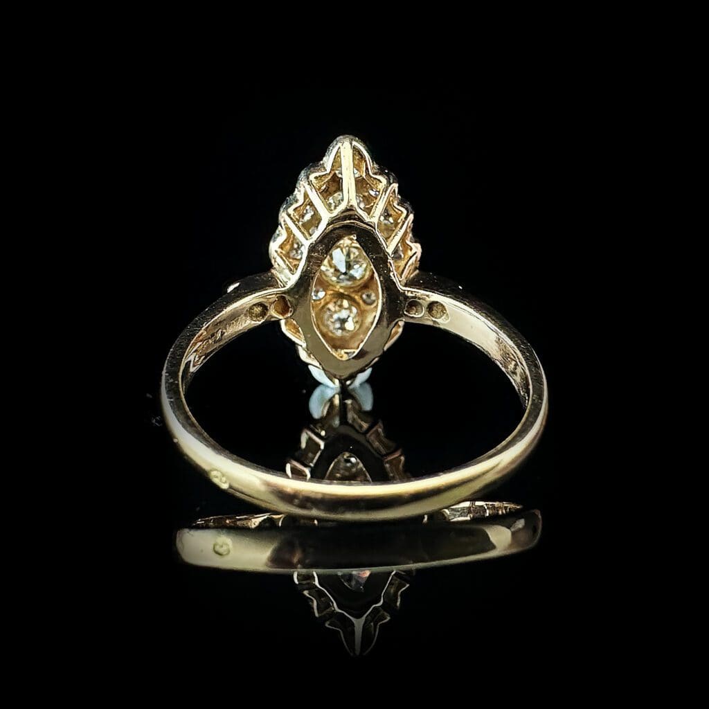 'Francois'-Antique French diamond navette gold ring - Image 5