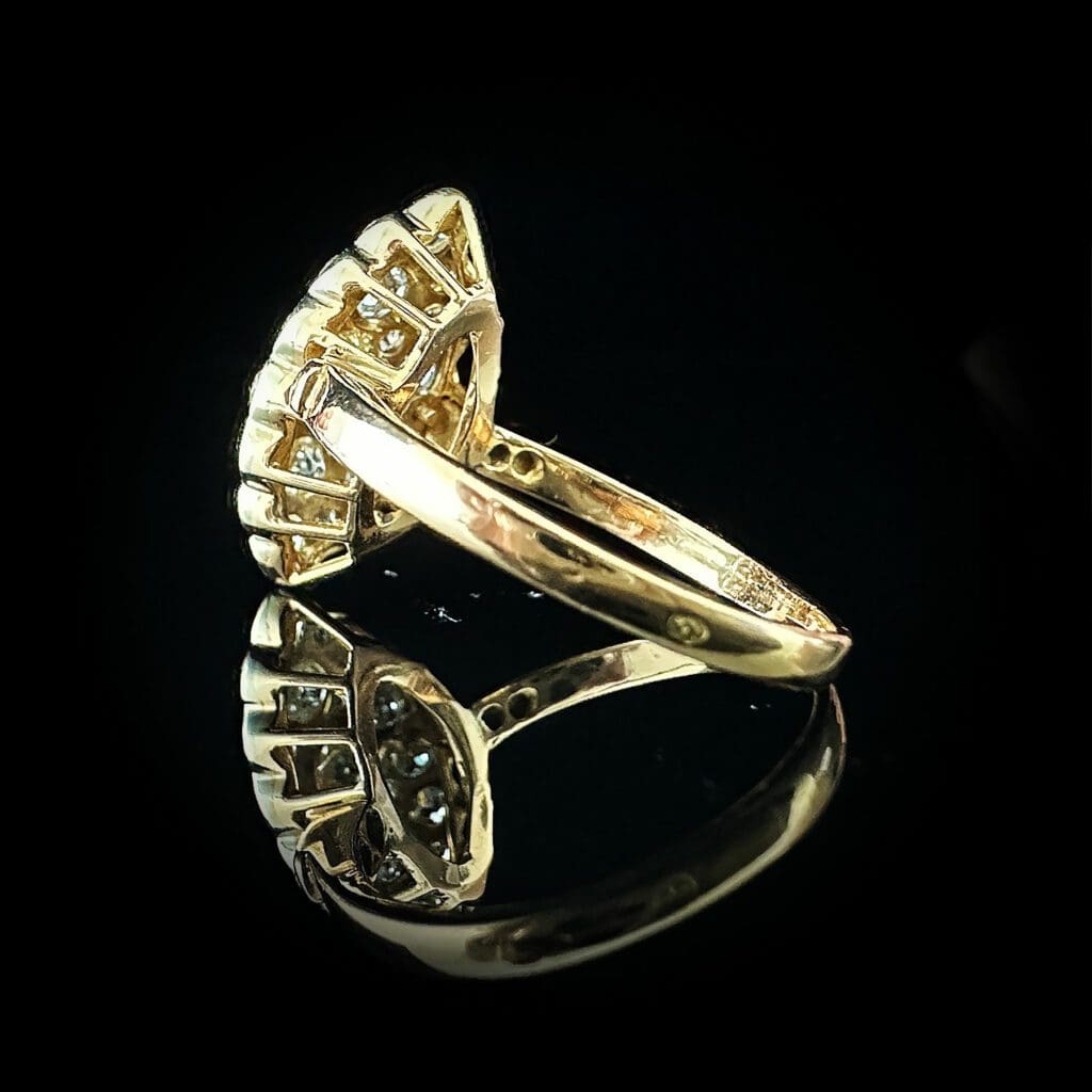 'Francois'-Antique French diamond navette gold ring - Image 6