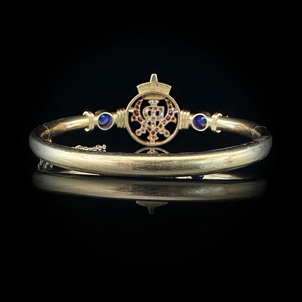 'Regalia'-Antique English gold bracelet with diamonds sapphires and rubies - Image 5