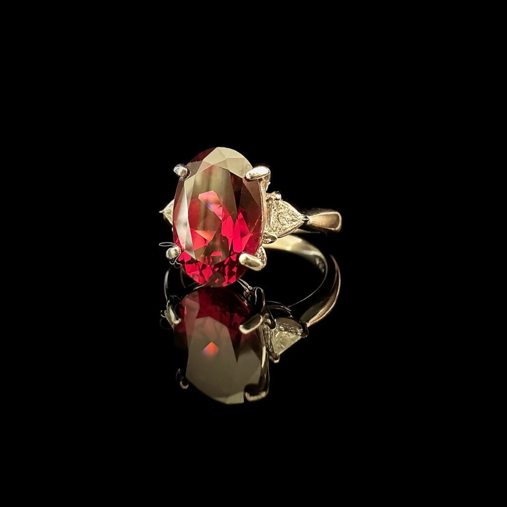 'Adeline'-Almandite garnet diamond platinum ring - Image 6