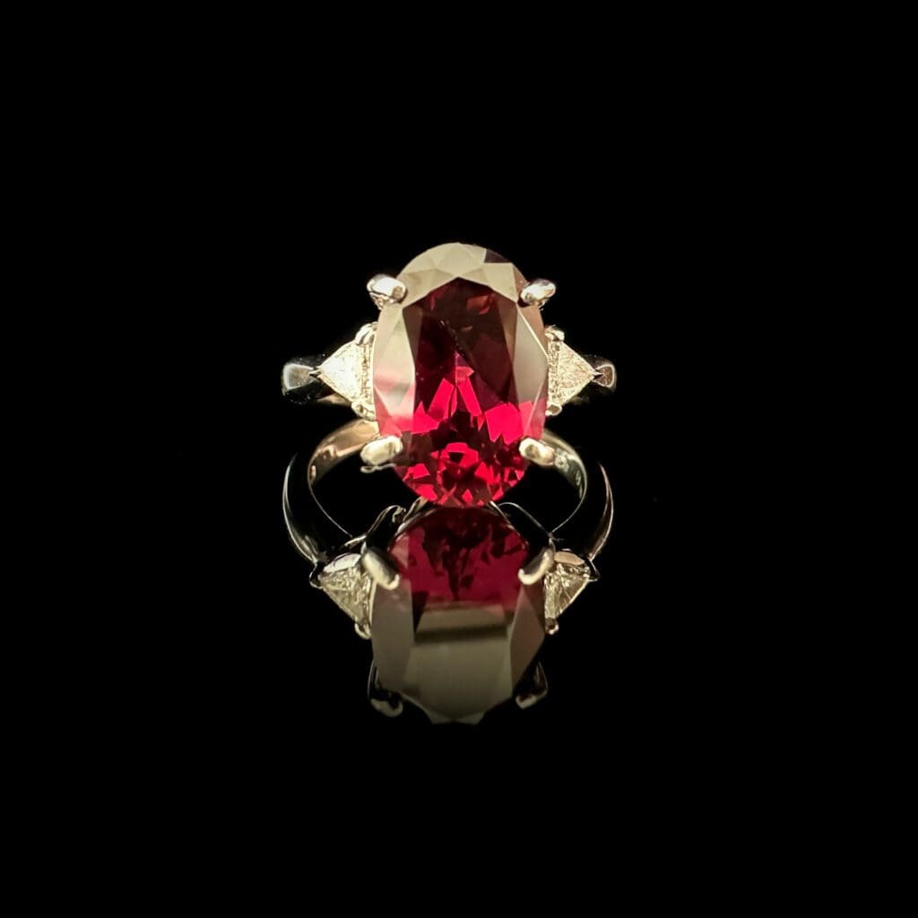 'Adeline'-Almandite garnet diamond platinum ring