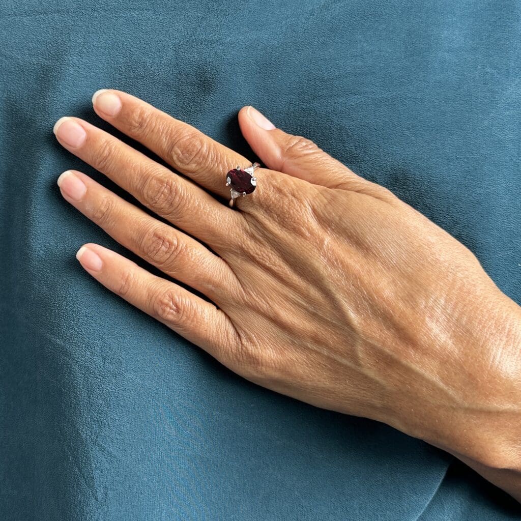 'Adeline'-Almandite garnet diamond platinum ring - Image 8