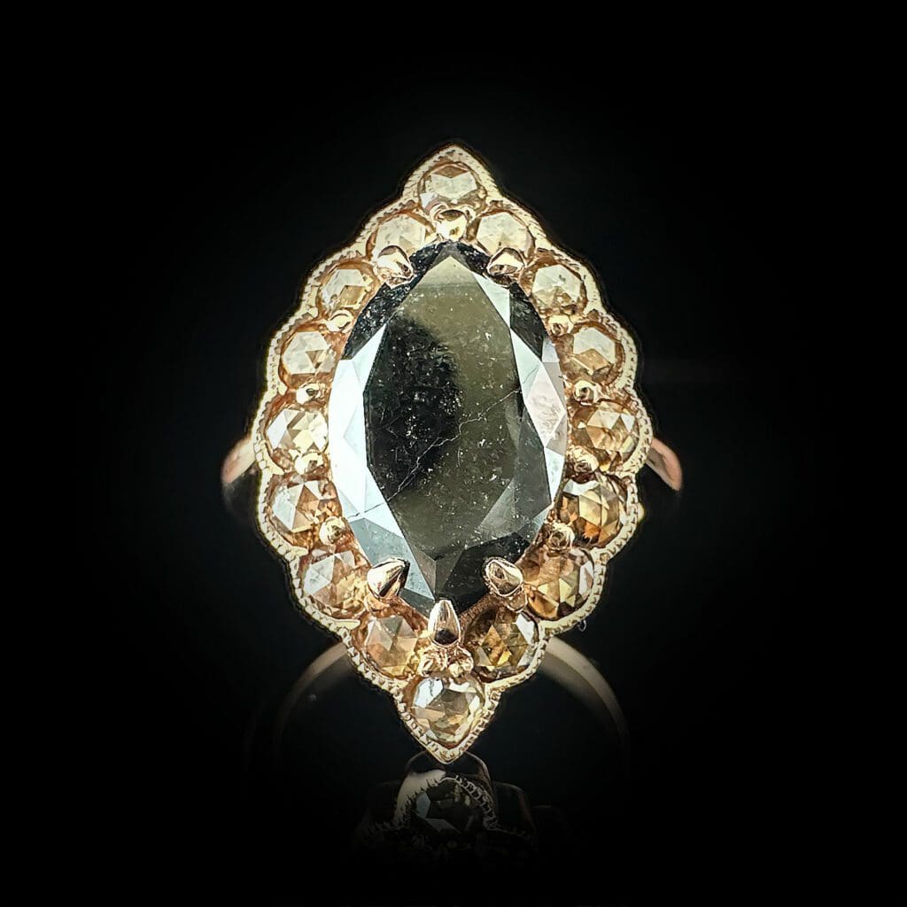 Marquise black diamond cluster ring - Image 9