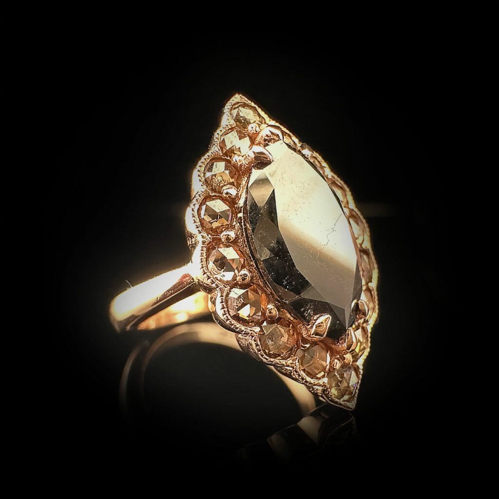 Marquise black diamond cluster ring - Image 3