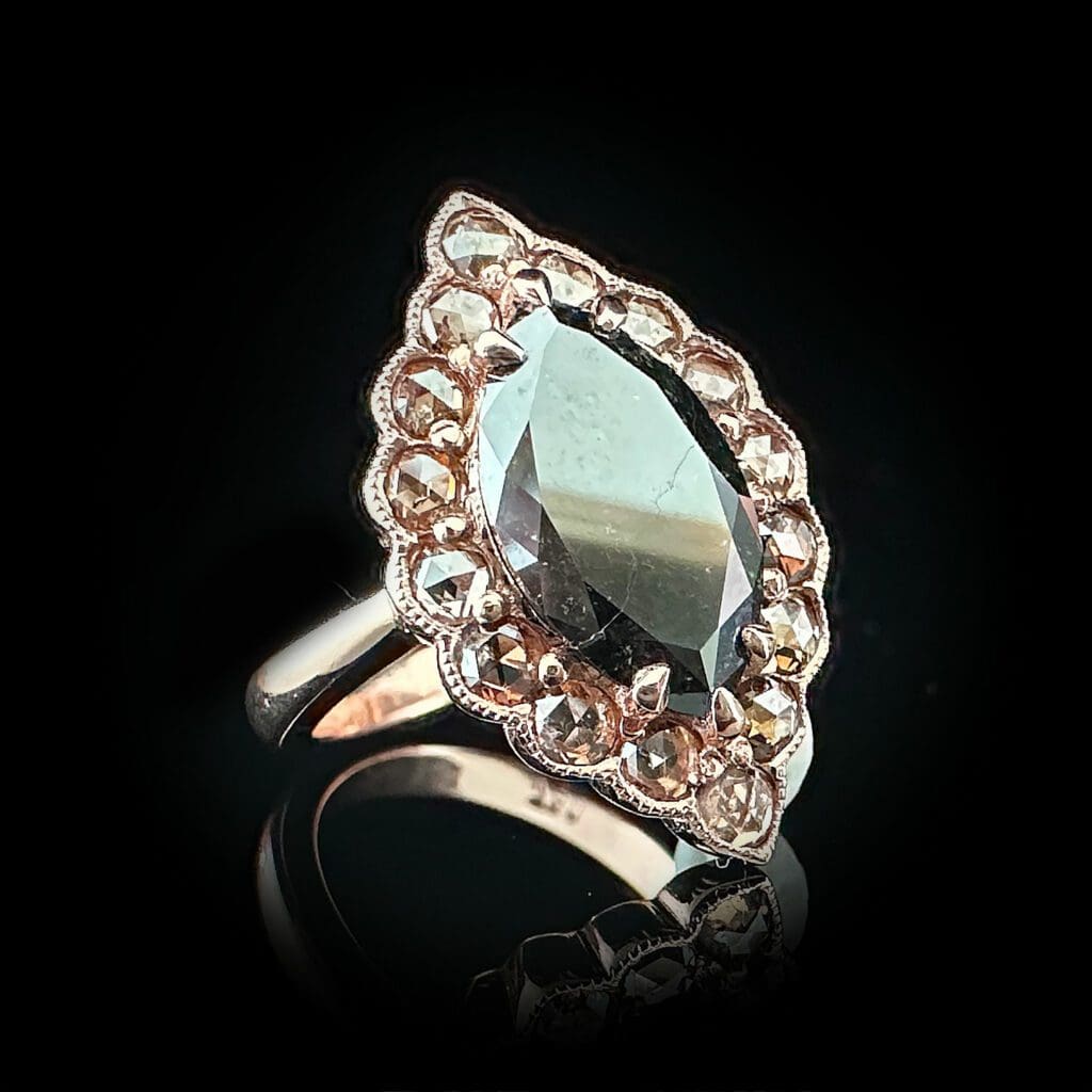 Marquise black diamond cluster ring - Image 4