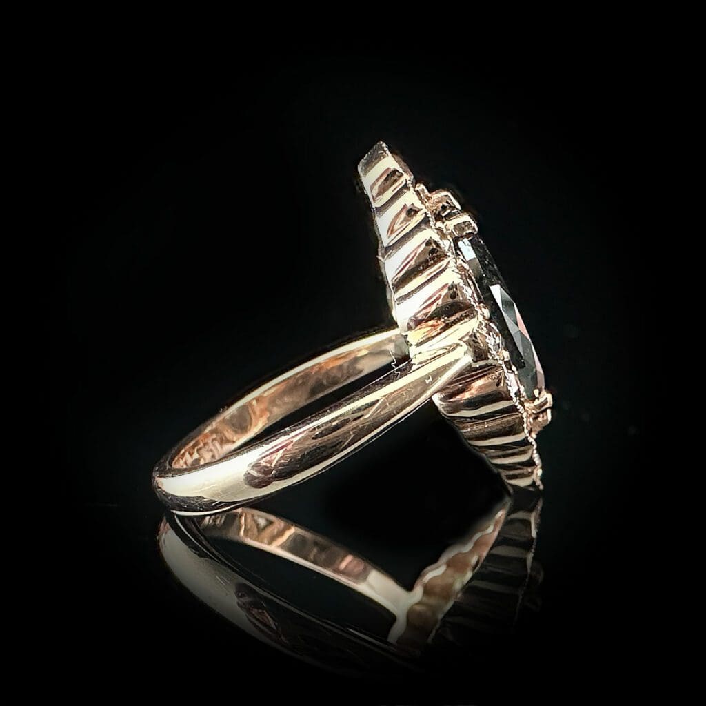 Marquise black diamond cluster ring - Image 5
