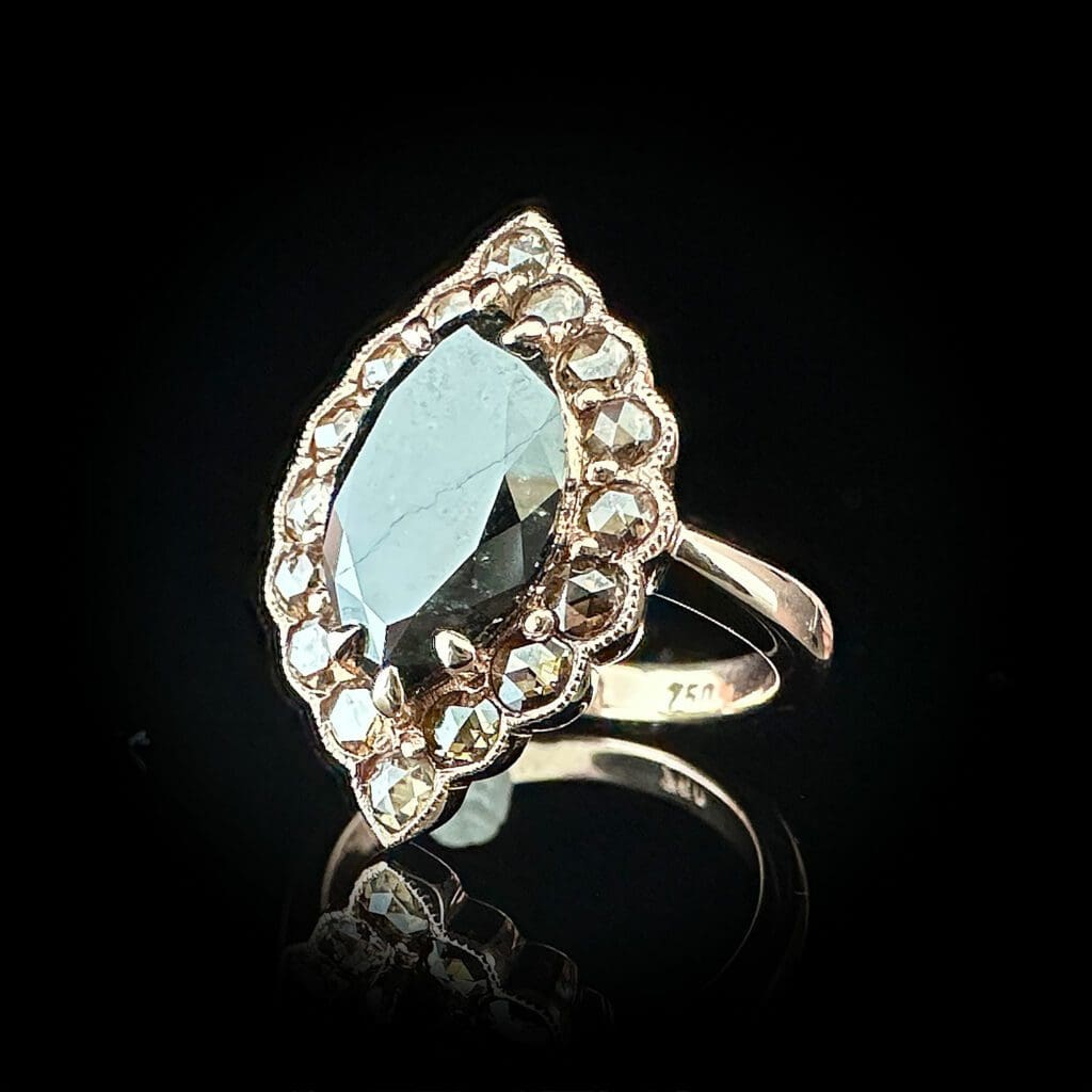 Marquise black diamond cluster ring - Image 8