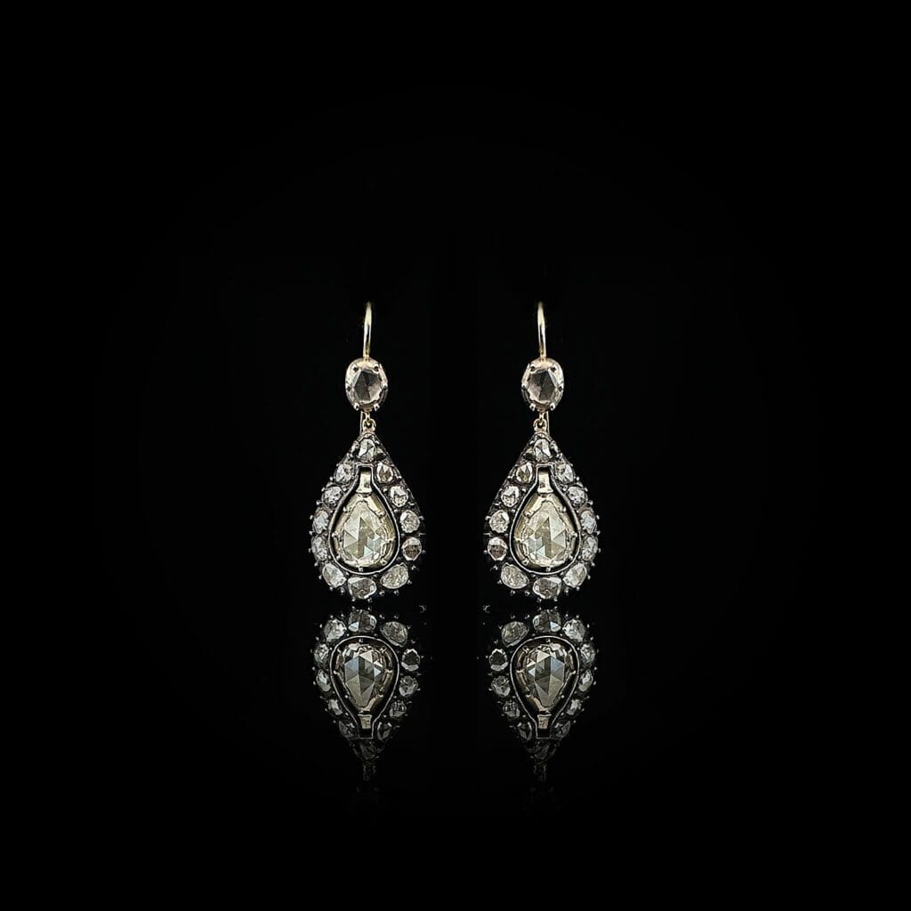 Antique Georgian teardrop diamond earrings