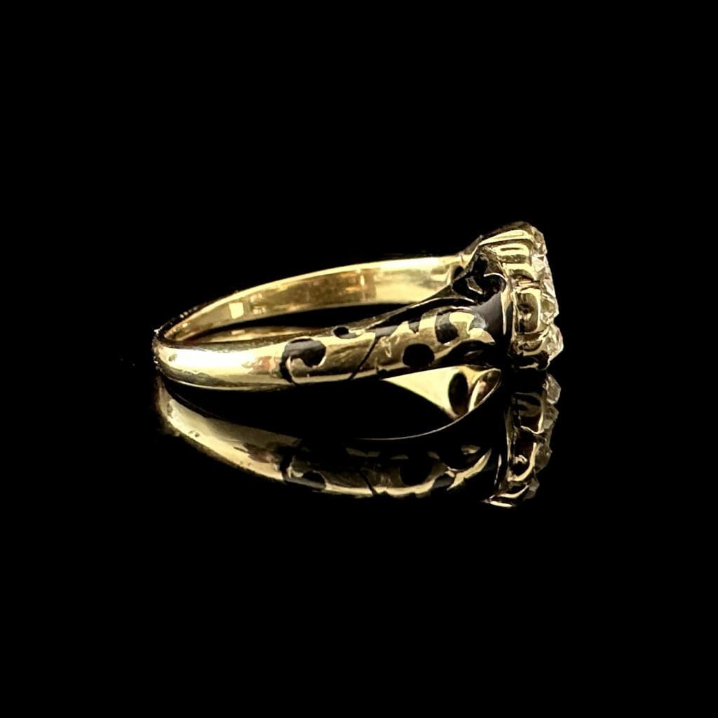 Georgian diamond cluster and enamel ring - Image 3