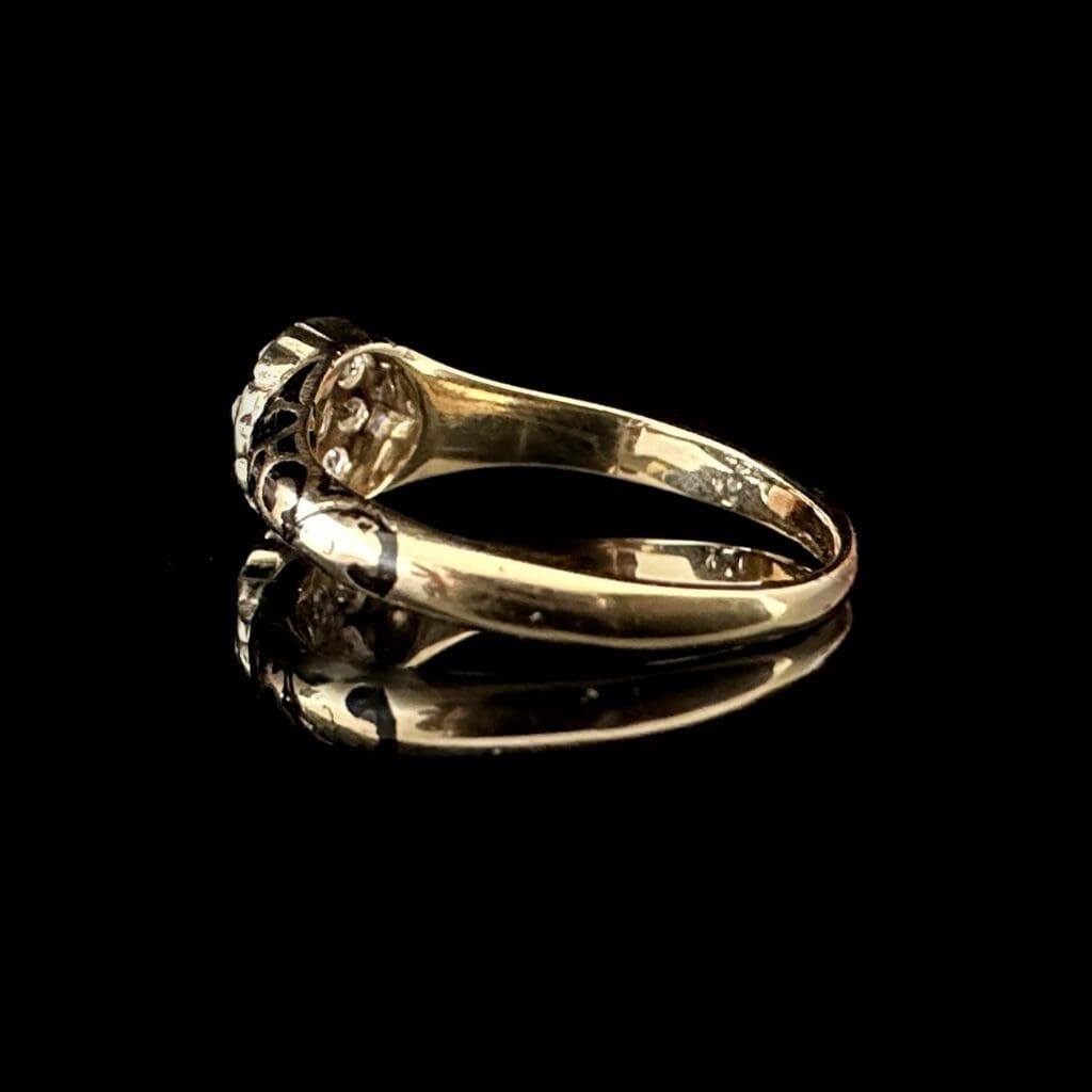 Georgian diamond cluster and enamel ring - Image 4