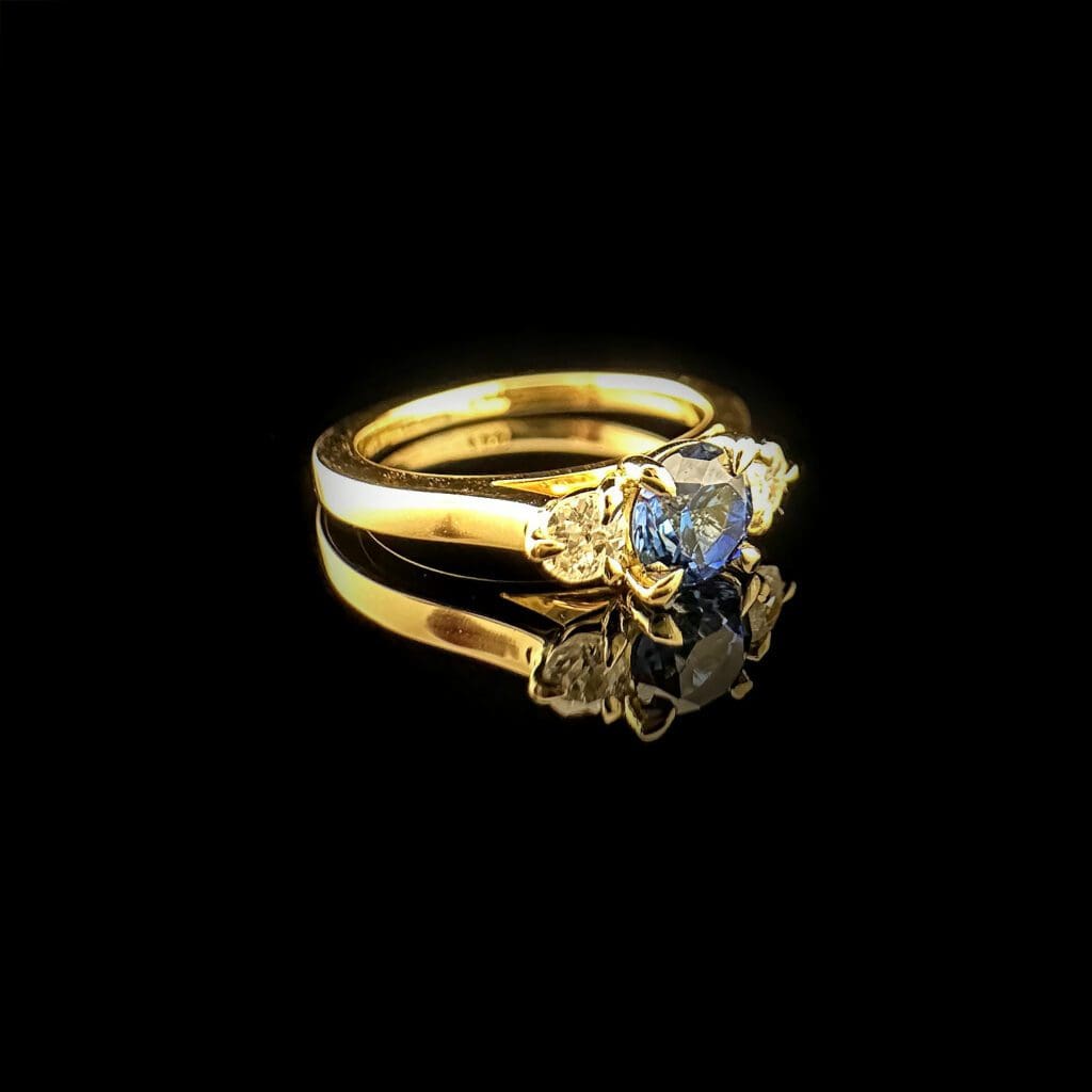 'Gemma'-Australian sapphire diamond handmade gold ring - Image 3