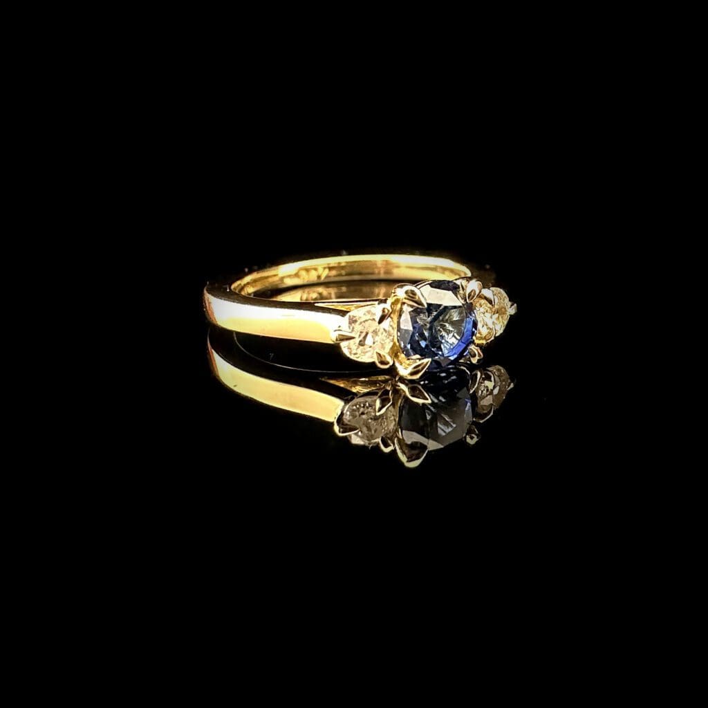 'Gemma'-Australian sapphire diamond handmade gold ring - Image 4