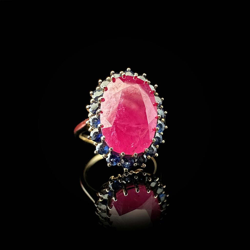 Rose gold ruby sapphire ring