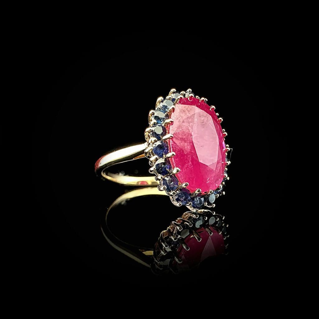Rose gold ruby sapphire ring - Image 3