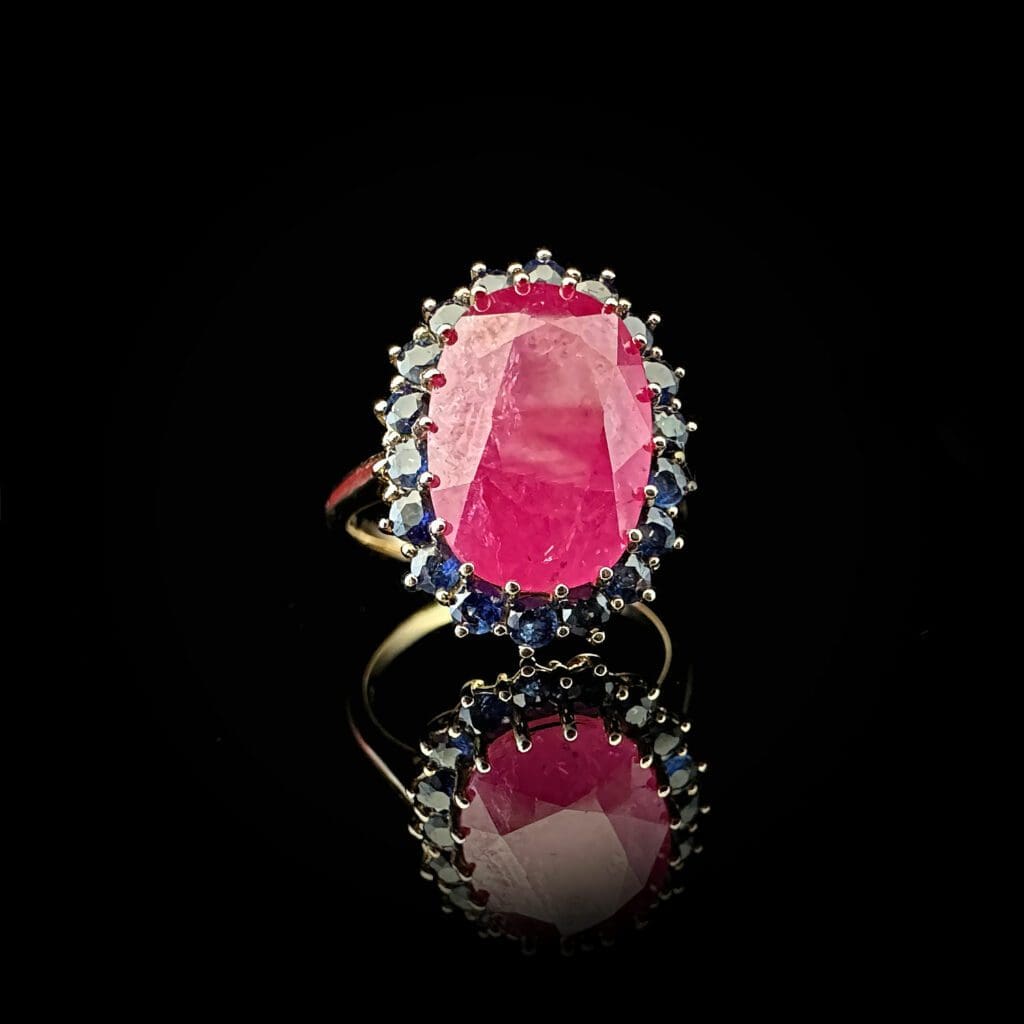 Rose gold ruby sapphire ring - Image 8