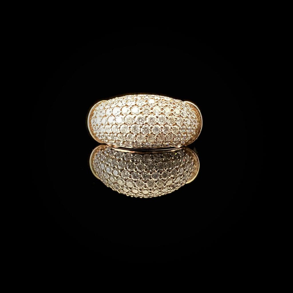 18K rose gold pave diamond ring