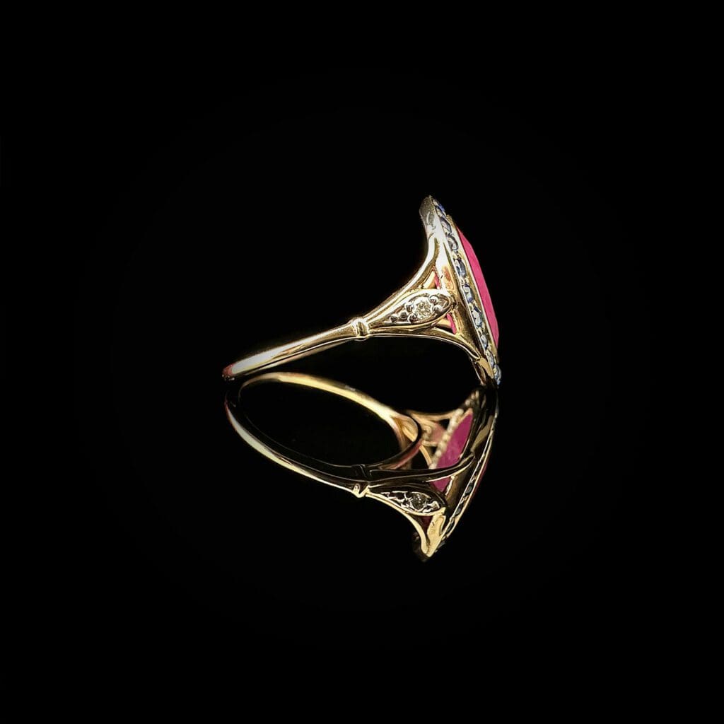 Yellow gold, ruby, sapphire, diamond ring - Image 4