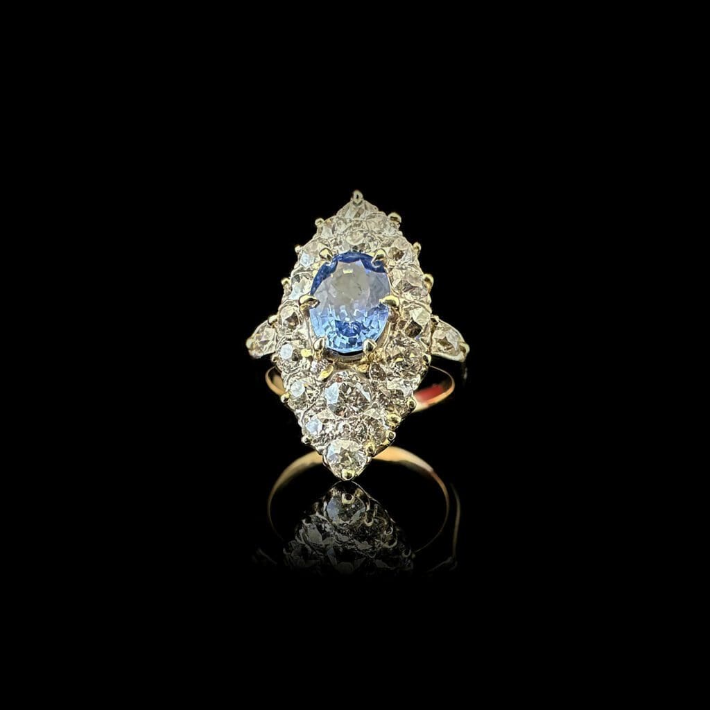 'Euphrasia'-Victorian marquise sapphire diamond ring - Image 7