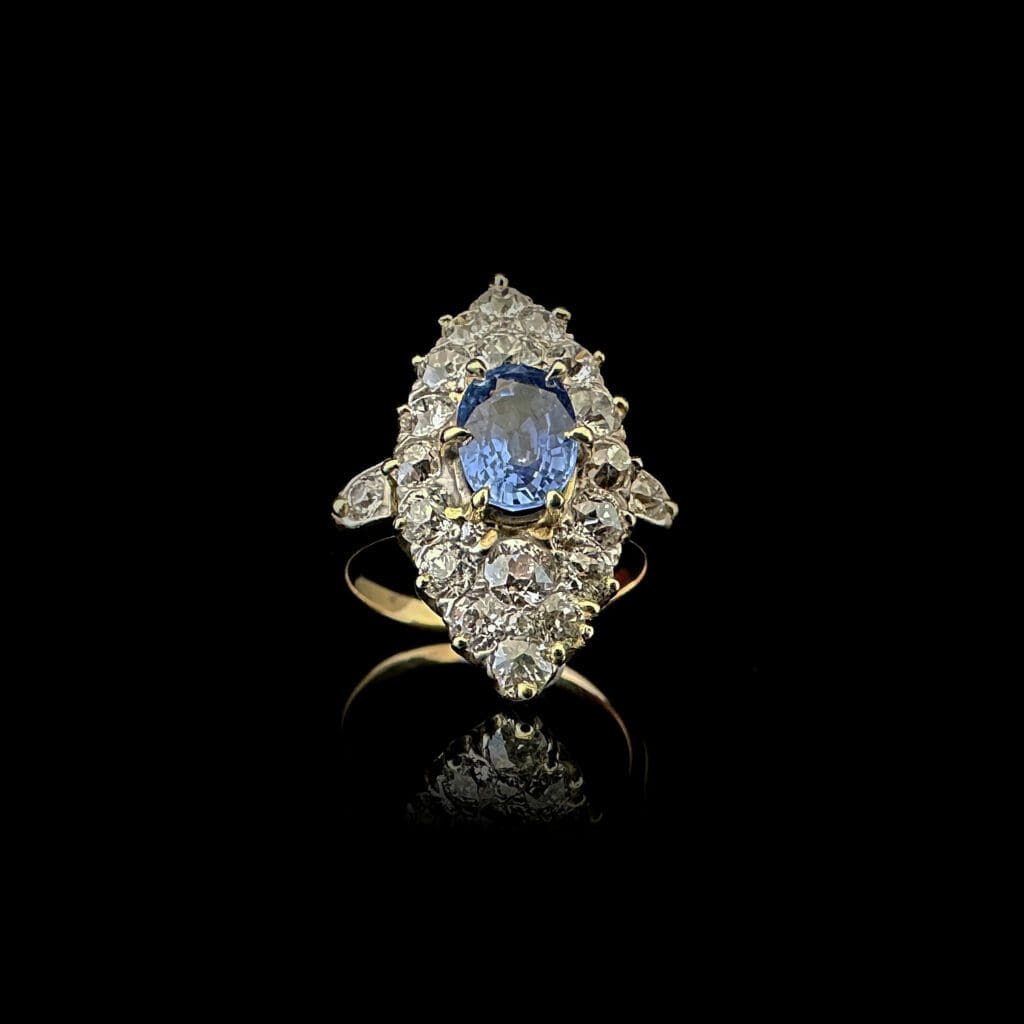 'Euphrasia'-Victorian marquise sapphire diamond ring - Image 8