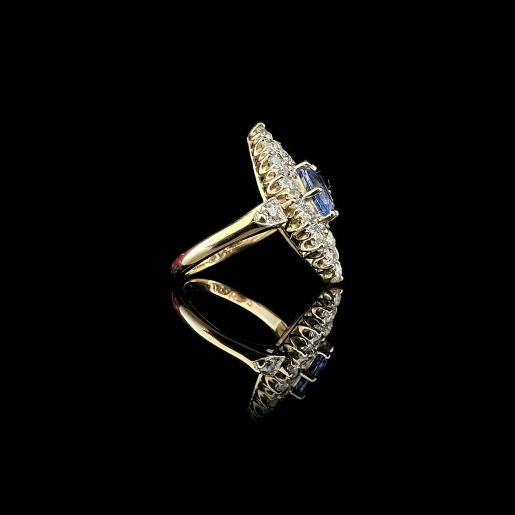 'Euphrasia'-Victorian marquise sapphire diamond ring - Image 4