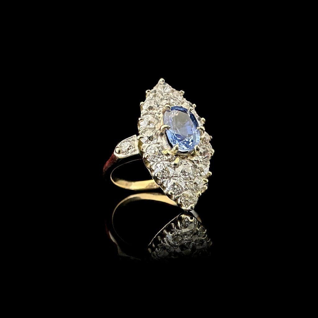 'Euphrasia'-Victorian marquise sapphire diamond ring - Image 3