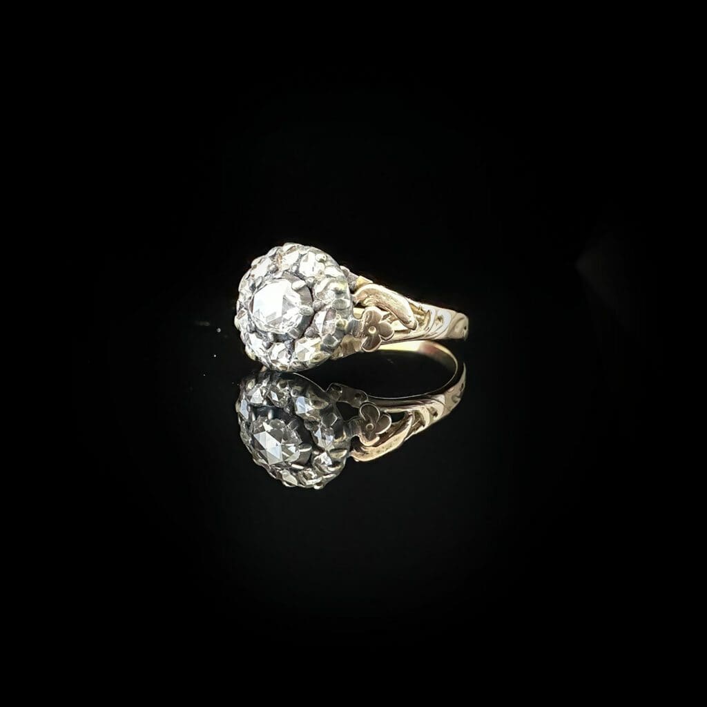 'Susanna'-Antique Georgian diamond cluster with filigree band - Image 7